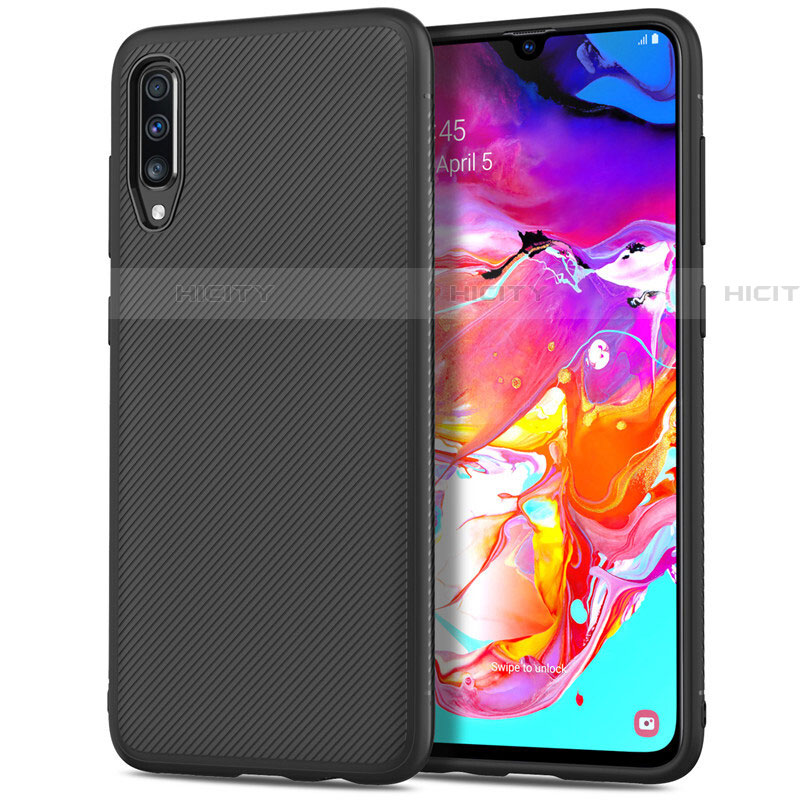 Custodia Fibra di Carbonio Lusso Morbida Spigato Cover T02 per Samsung Galaxy A70