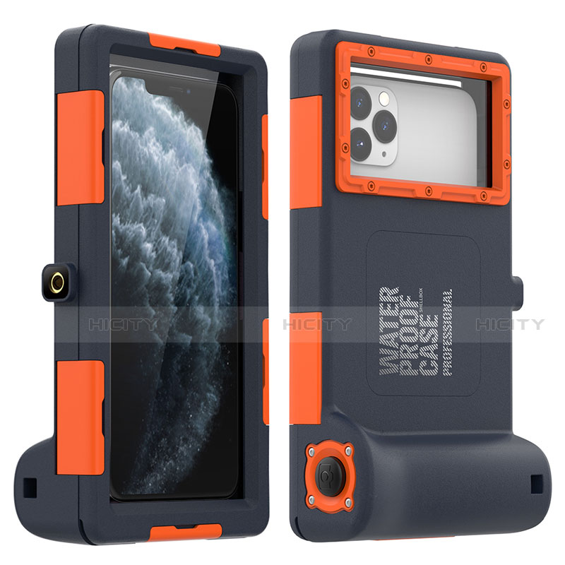 Custodia Impermeabile Silicone Cover e Plastica Opaca Waterproof Cover 360 Gradi per Apple iPhone 11 Arancione