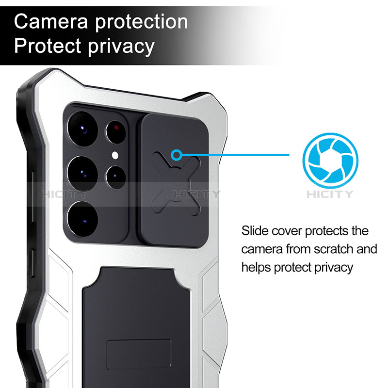 Custodia Impermeabile Silicone e Plastica Opaca Waterproof Cover 360 Gradi con Supporto T01 per Samsung Galaxy S24 Ultra 5G