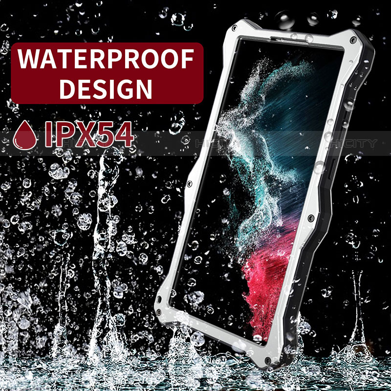 Custodia Impermeabile Silicone e Plastica Opaca Waterproof Cover 360 Gradi con Supporto T02 per Samsung Galaxy S21 Ultra 5G