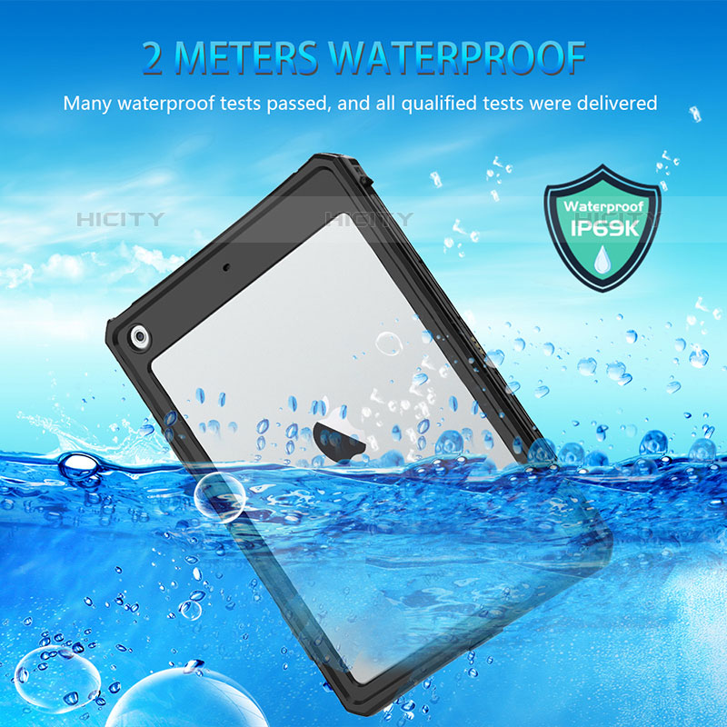 Custodia Impermeabile Silicone e Plastica Opaca Waterproof Cover 360 Gradi per Apple iPad 10.2 (2020) Nero