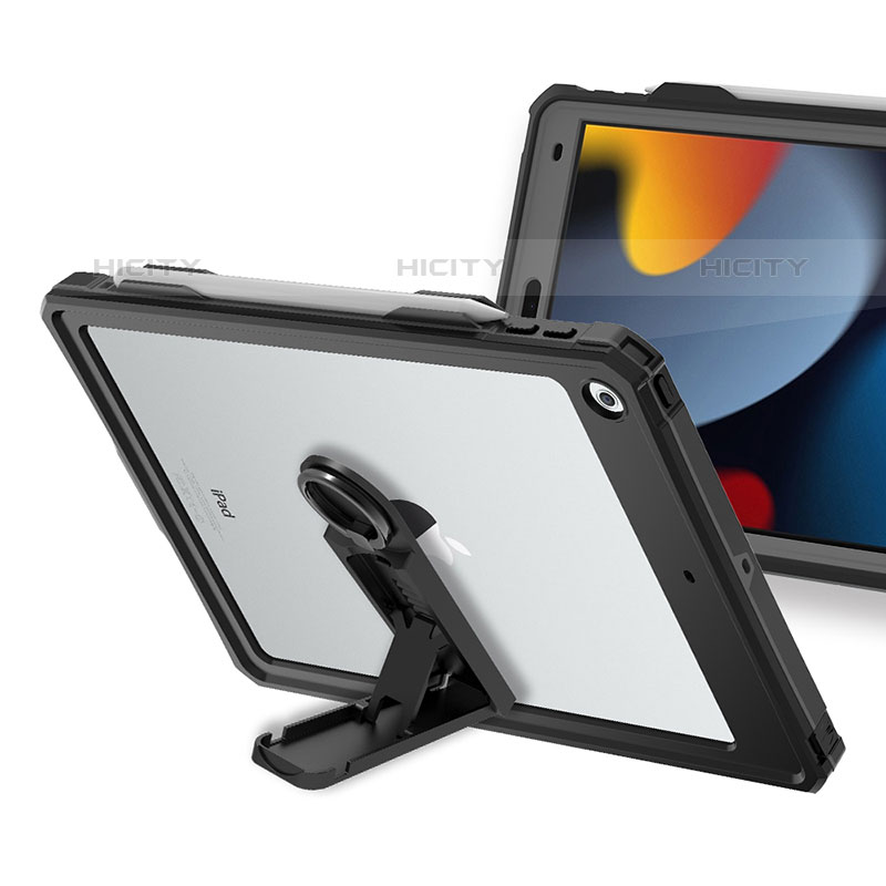 Custodia Impermeabile Silicone e Plastica Opaca Waterproof Cover 360 Gradi per Apple iPad 10.2 (2020) Nero