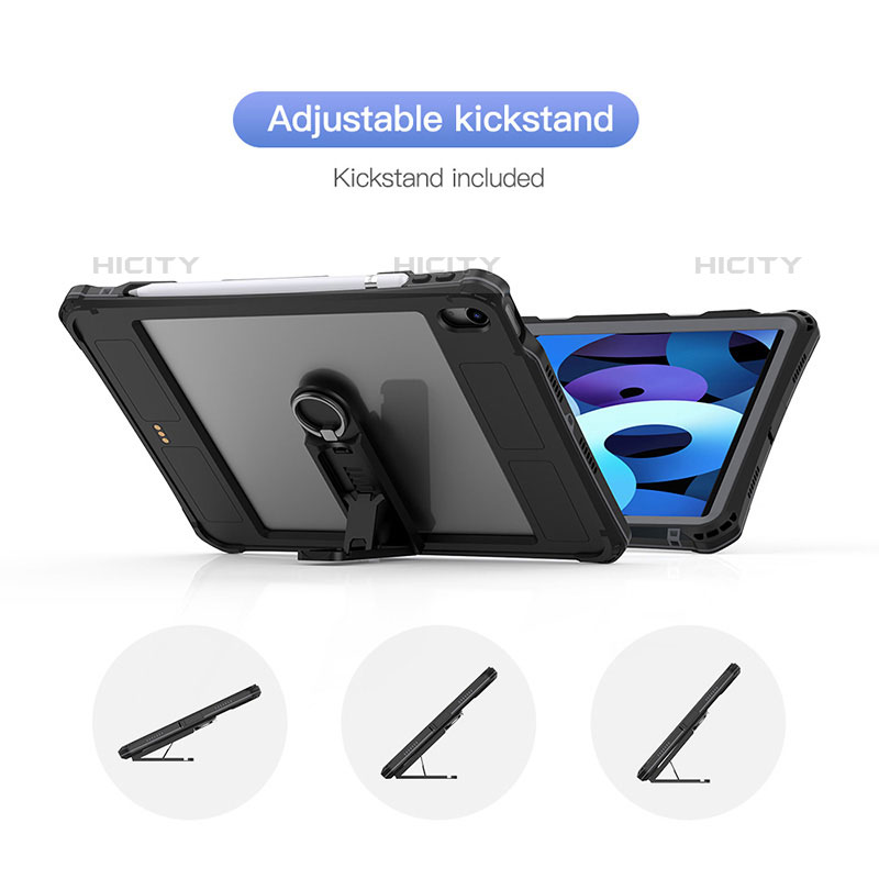 Custodia Impermeabile Silicone e Plastica Opaca Waterproof Cover 360 Gradi per Apple iPad Air 4 10.9 (2020) Nero