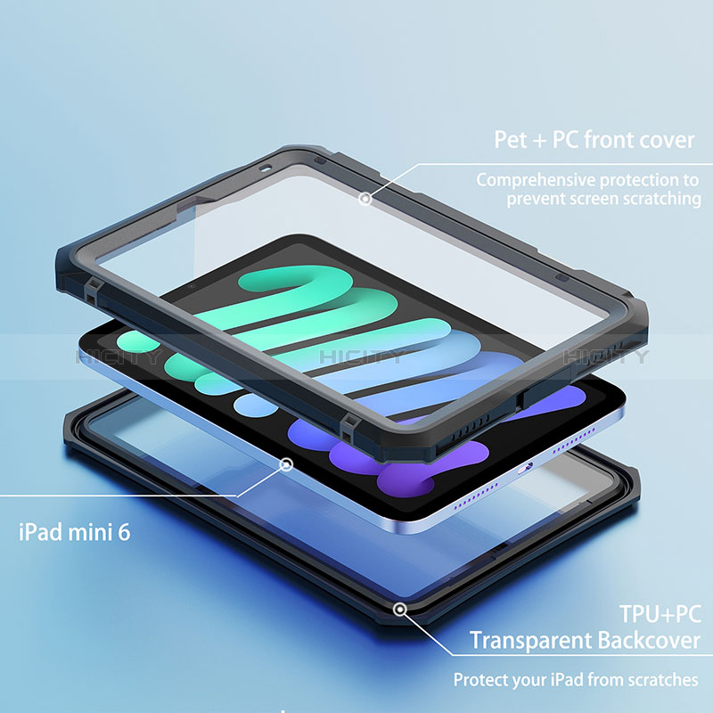 Custodia Impermeabile Silicone e Plastica Opaca Waterproof Cover 360 Gradi per Apple iPad Mini 6 Nero