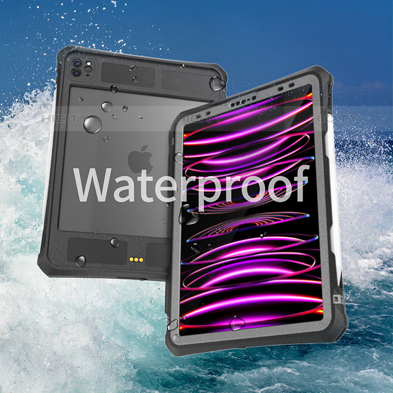 Custodia Impermeabile Silicone e Plastica Opaca Waterproof Cover 360 Gradi per Apple iPad Pro 11 (2021) Nero