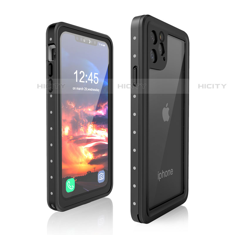 Custodia Impermeabile Silicone e Plastica Opaca Waterproof Cover 360 Gradi per Apple iPhone 11 Pro Max Nero