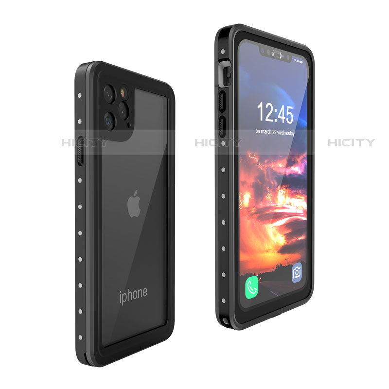 Custodia Impermeabile Silicone e Plastica Opaca Waterproof Cover 360 Gradi per Apple iPhone 11 Pro Max Nero