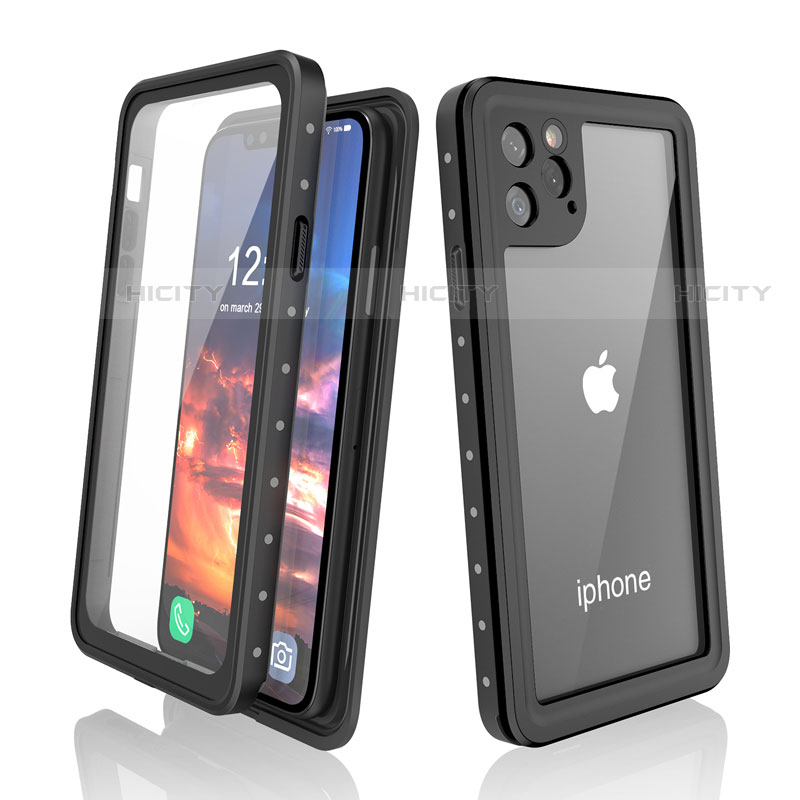 Custodia Impermeabile Silicone e Plastica Opaca Waterproof Cover 360 Gradi per Apple iPhone 11 Pro Nero