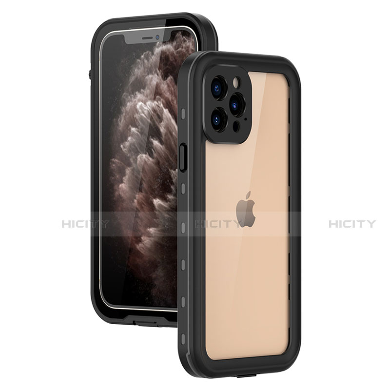 Custodia Impermeabile Silicone e Plastica Opaca Waterproof Cover 360 Gradi per Apple iPhone 12 Pro Max Nero
