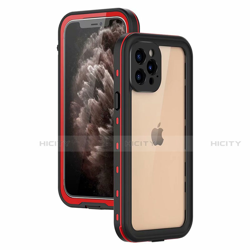 Custodia Impermeabile Silicone e Plastica Opaca Waterproof Cover 360 Gradi per Apple iPhone 12 Pro Max Rosso