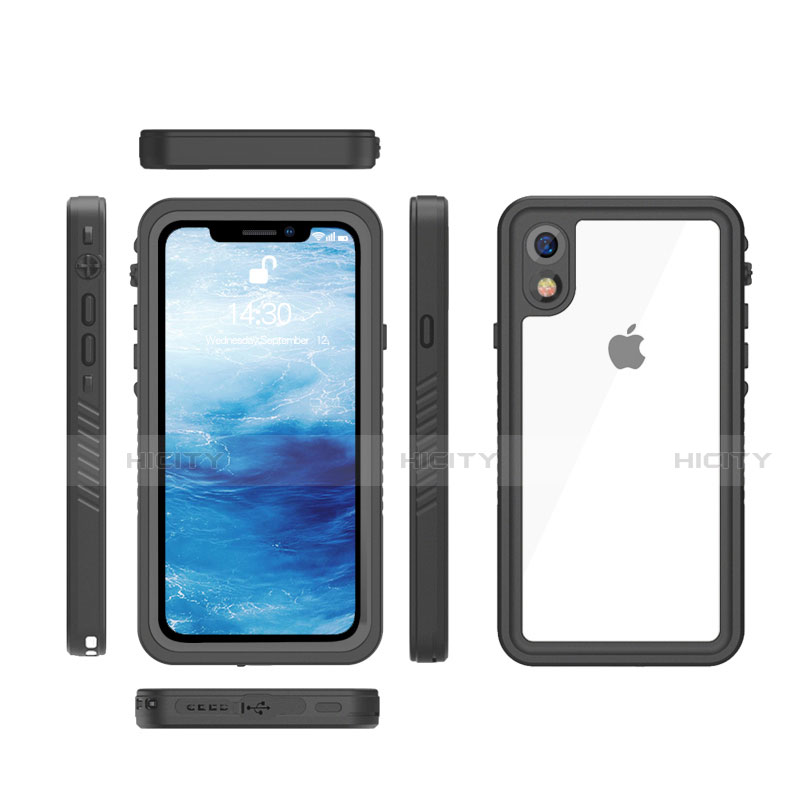 Custodia Impermeabile Silicone e Plastica Opaca Waterproof Cover 360 Gradi per Apple iPhone XR Nero