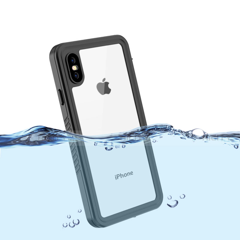 Custodia Impermeabile Silicone e Plastica Opaca Waterproof Cover 360 Gradi per Apple iPhone Xs Max Nero