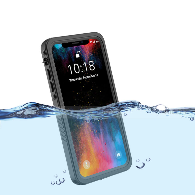 Custodia Impermeabile Silicone e Plastica Opaca Waterproof Cover 360 Gradi per Apple iPhone Xs Nero