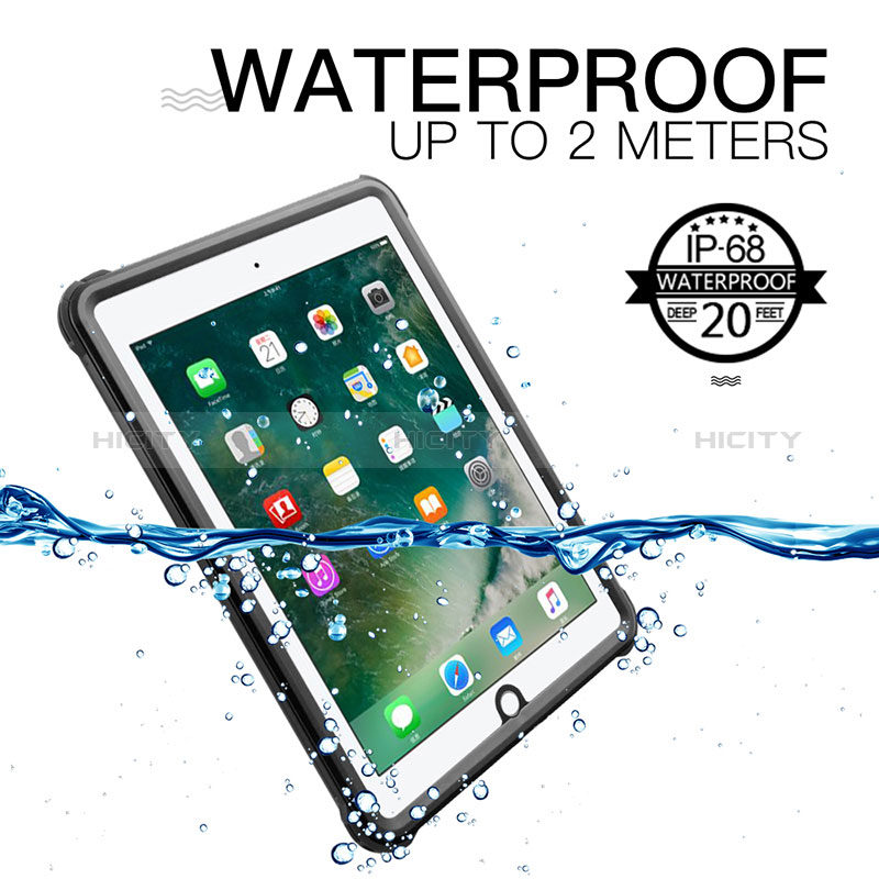 Custodia Impermeabile Silicone e Plastica Opaca Waterproof Cover 360 Gradi per Apple New iPad 9.7 (2017) Nero