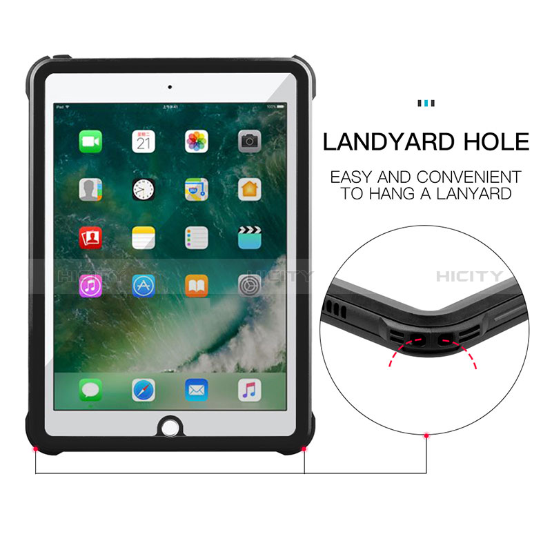 Custodia Impermeabile Silicone e Plastica Opaca Waterproof Cover 360 Gradi per Apple New iPad 9.7 (2017) Nero