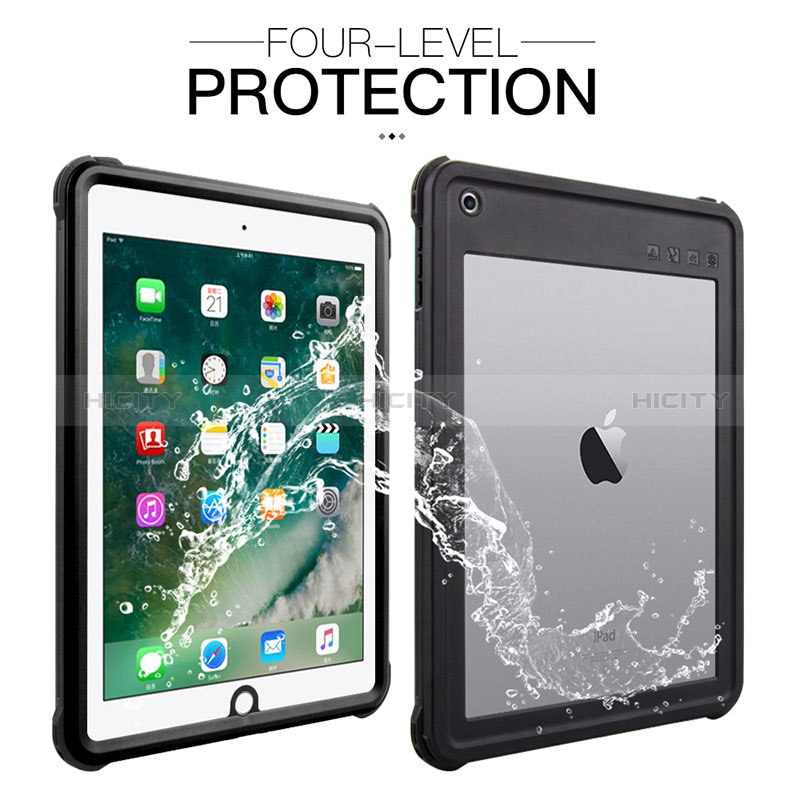 Custodia Impermeabile Silicone e Plastica Opaca Waterproof Cover 360 Gradi per Apple New iPad 9.7 (2018) Nero