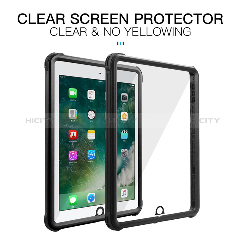 Custodia Impermeabile Silicone e Plastica Opaca Waterproof Cover 360 Gradi per Apple New iPad 9.7 (2018) Nero