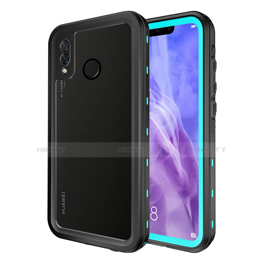 Custodia Impermeabile Silicone e Plastica Opaca Waterproof Cover 360 Gradi per Huawei P20 Lite Cielo Blu