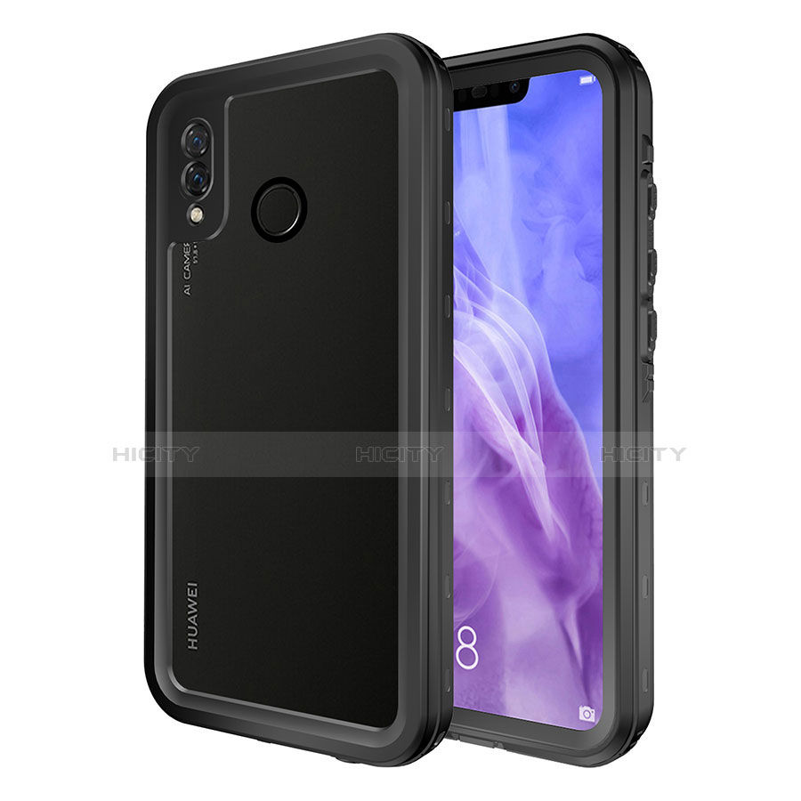 Custodia Impermeabile Silicone e Plastica Opaca Waterproof Cover 360 Gradi per Huawei P20 Lite Nero