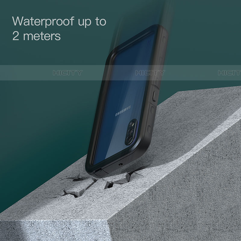 Custodia Impermeabile Silicone e Plastica Opaca Waterproof Cover 360 Gradi per Samsung Galaxy A01 SM-A015 Nero
