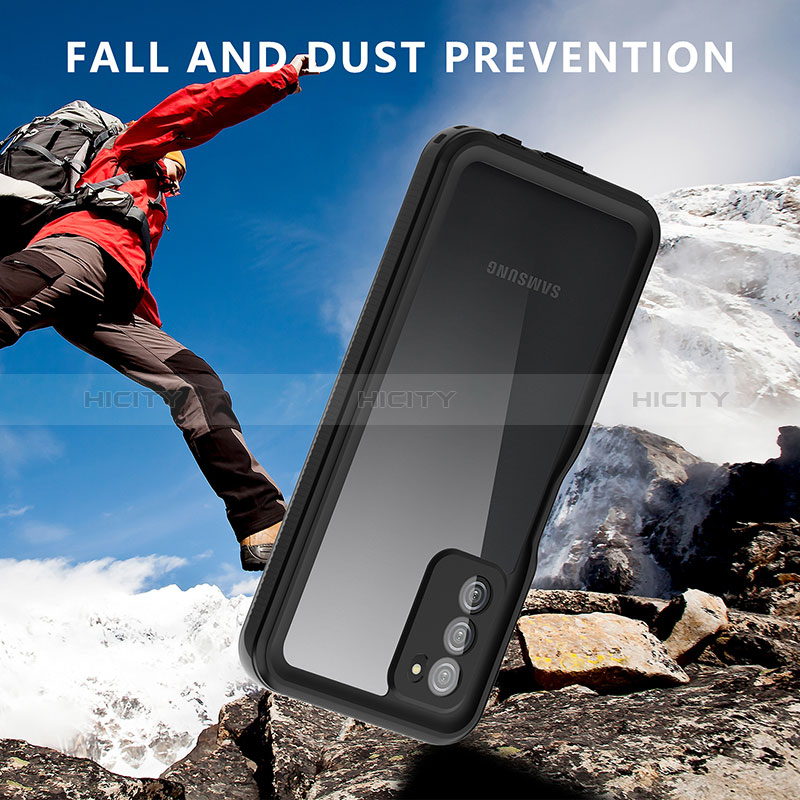 Custodia Impermeabile Silicone e Plastica Opaca Waterproof Cover 360 Gradi per Samsung Galaxy A02s Nero