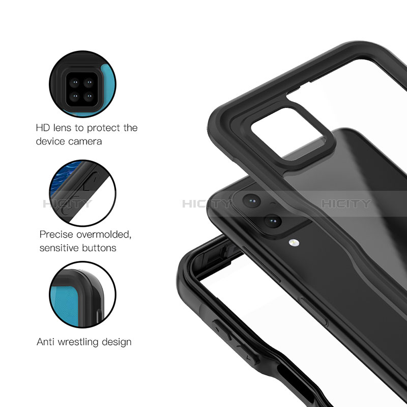 Custodia Impermeabile Silicone e Plastica Opaca Waterproof Cover 360 Gradi per Samsung Galaxy A12 Nacho Nero