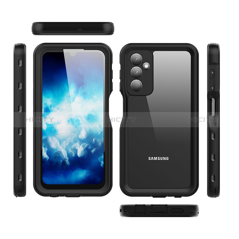 Custodia Impermeabile Silicone e Plastica Opaca Waterproof Cover 360 Gradi per Samsung Galaxy A25 5G Nero