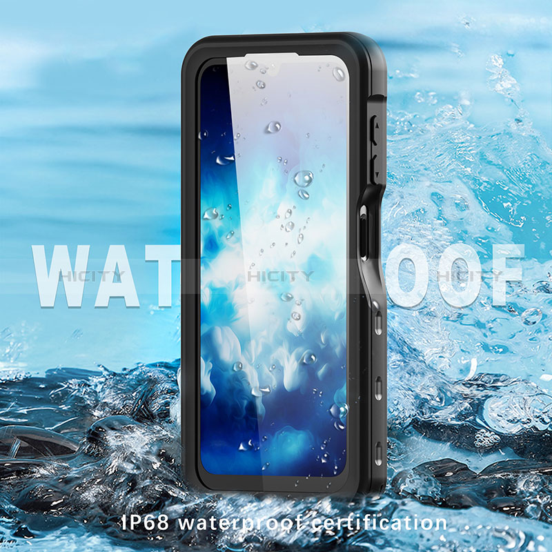 Custodia Impermeabile Silicone e Plastica Opaca Waterproof Cover 360 Gradi per Samsung Galaxy A25 5G Nero