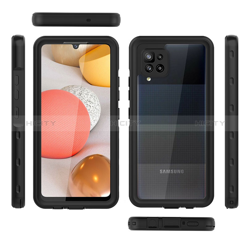 Custodia Impermeabile Silicone e Plastica Opaca Waterproof Cover 360 Gradi per Samsung Galaxy A42 5G Nero