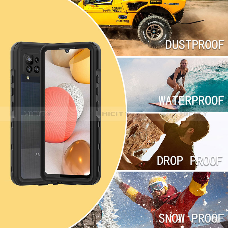 Custodia Impermeabile Silicone e Plastica Opaca Waterproof Cover 360 Gradi per Samsung Galaxy A42 5G Nero