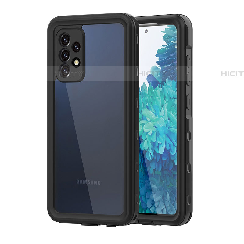 Custodia Impermeabile Silicone e Plastica Opaca Waterproof Cover 360 Gradi per Samsung Galaxy A52 5G Nero