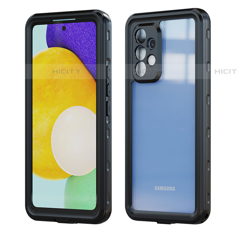 Custodia Impermeabile Silicone e Plastica Opaca Waterproof Cover 360 Gradi per Samsung Galaxy A53 5G Nero