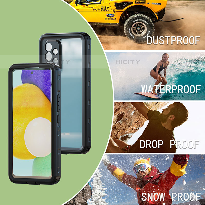 Custodia Impermeabile Silicone e Plastica Opaca Waterproof Cover 360 Gradi per Samsung Galaxy A53 5G Nero