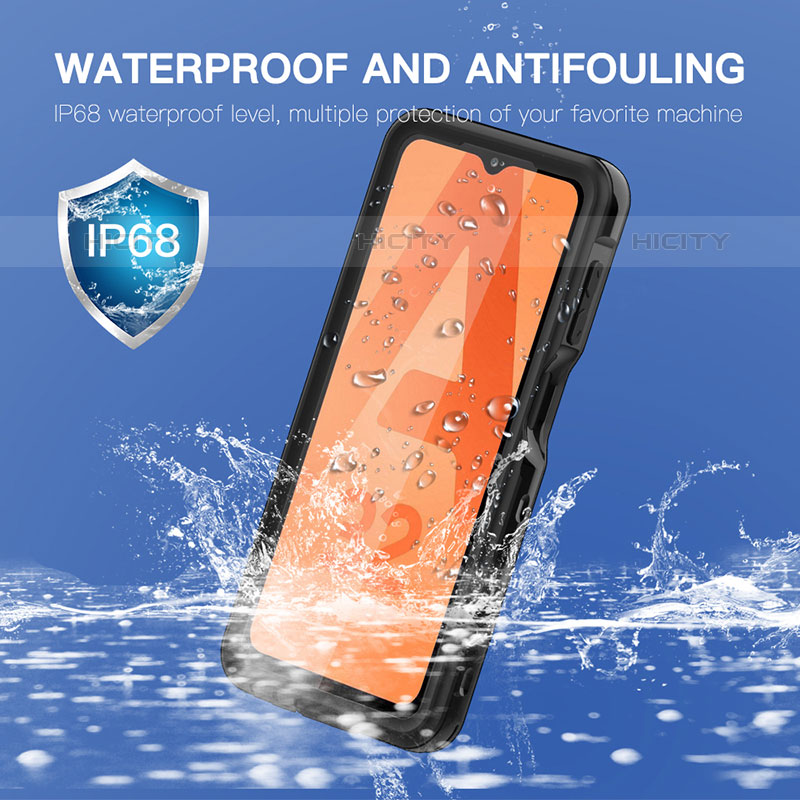 Custodia Impermeabile Silicone e Plastica Opaca Waterproof Cover 360 Gradi per Samsung Galaxy M32 5G Nero