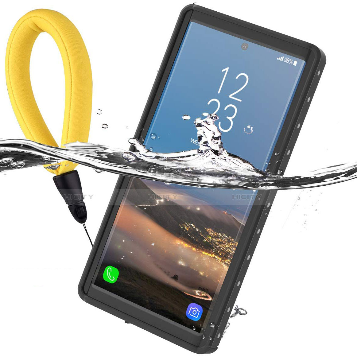 Custodia Impermeabile Silicone e Plastica Opaca Waterproof Cover 360 Gradi per Samsung Galaxy Note 10 Nero