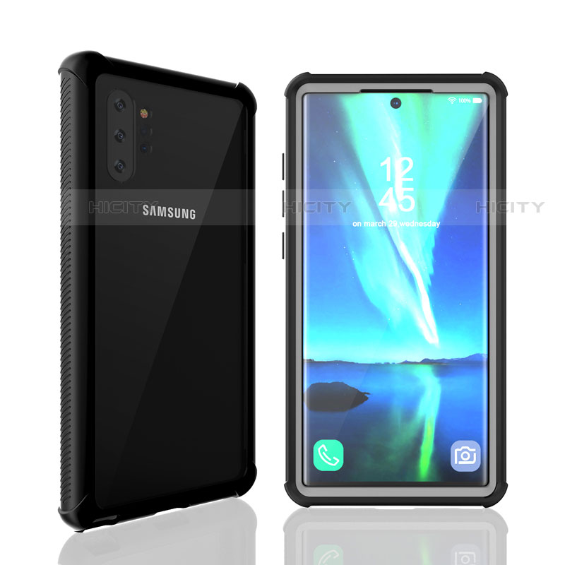 Custodia Impermeabile Silicone e Plastica Opaca Waterproof Cover 360 Gradi per Samsung Galaxy Note 10 Plus 5G Nero