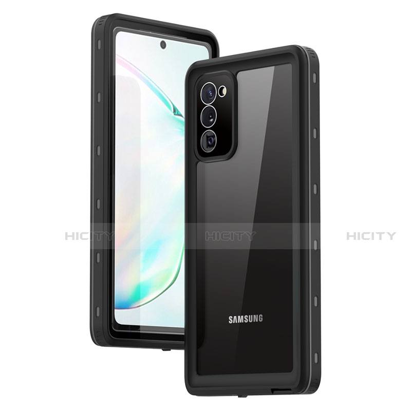 Custodia Impermeabile Silicone e Plastica Opaca Waterproof Cover 360 Gradi per Samsung Galaxy Note 20 5G Grigio Scuro