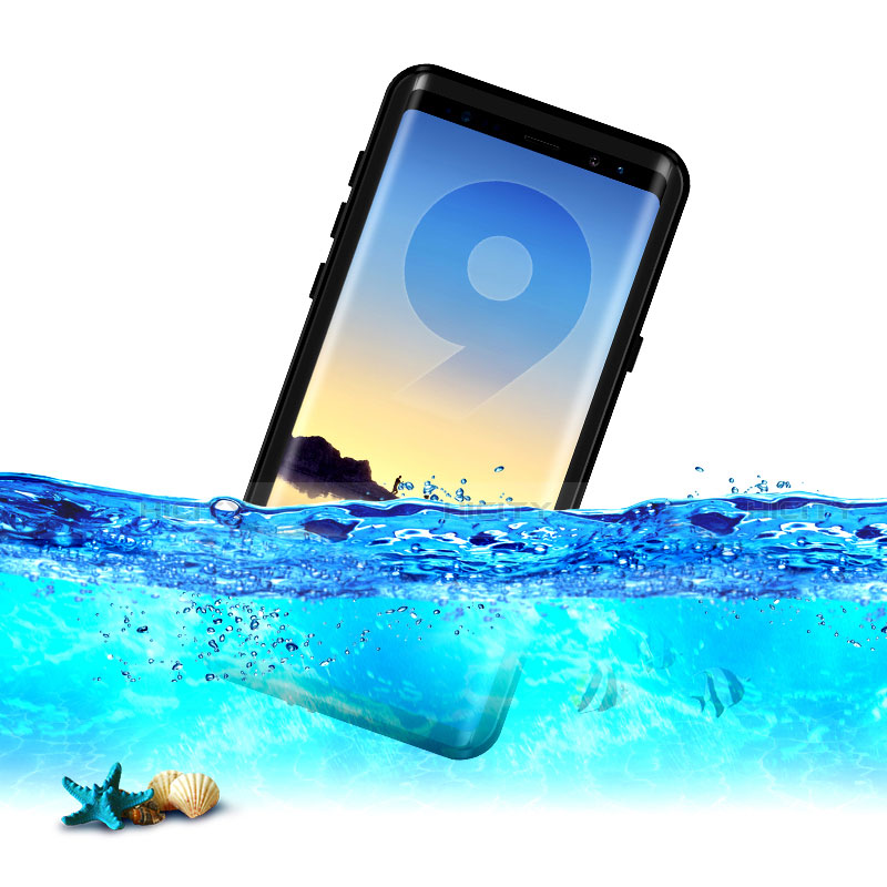Custodia Impermeabile Silicone e Plastica Opaca Waterproof Cover 360 Gradi per Samsung Galaxy Note 9 Nero