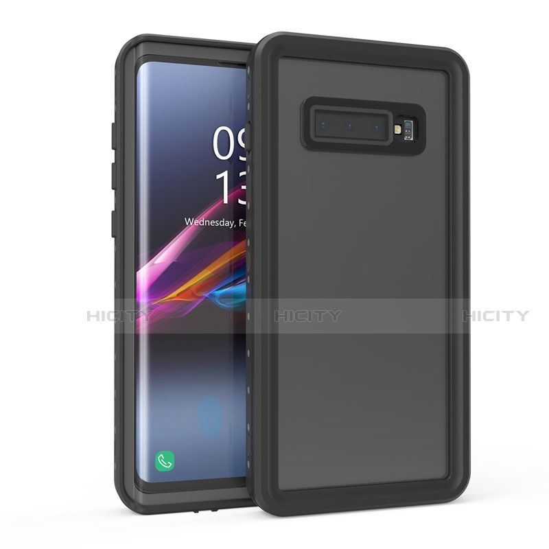 Custodia Impermeabile Silicone e Plastica Opaca Waterproof Cover 360 Gradi per Samsung Galaxy S10 5G Nero