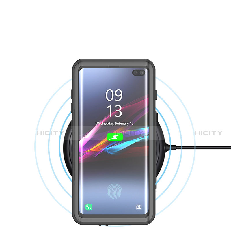 Custodia Impermeabile Silicone e Plastica Opaca Waterproof Cover 360 Gradi per Samsung Galaxy S10 5G Nero