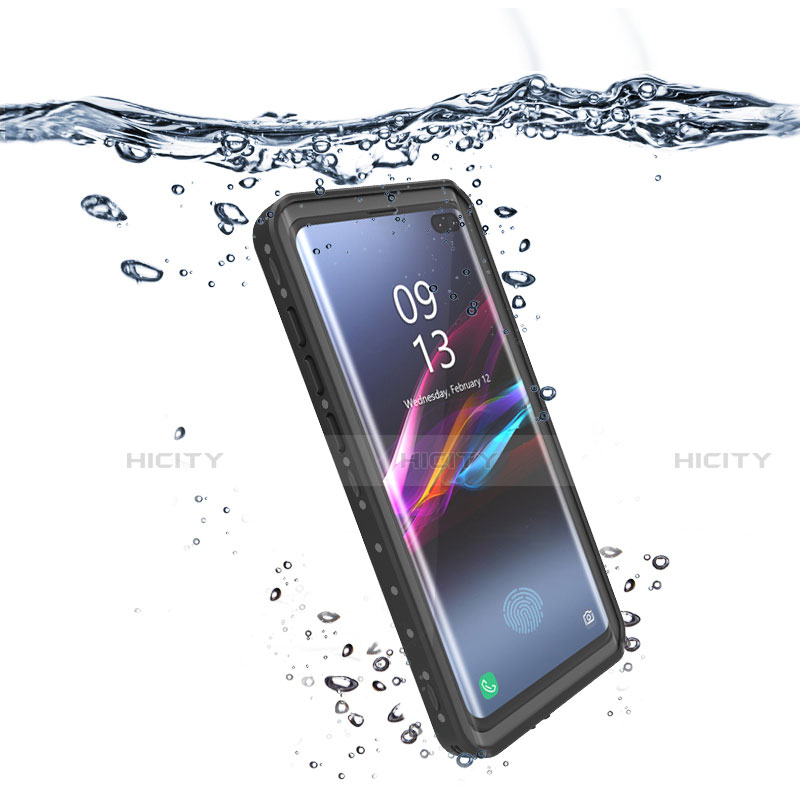 Custodia Impermeabile Silicone e Plastica Opaca Waterproof Cover 360 Gradi per Samsung Galaxy S10 Nero