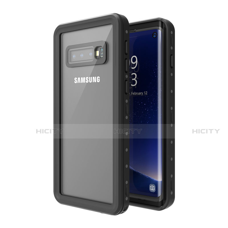 Custodia Impermeabile Silicone e Plastica Opaca Waterproof Cover 360 Gradi per Samsung Galaxy S10 Plus Nero