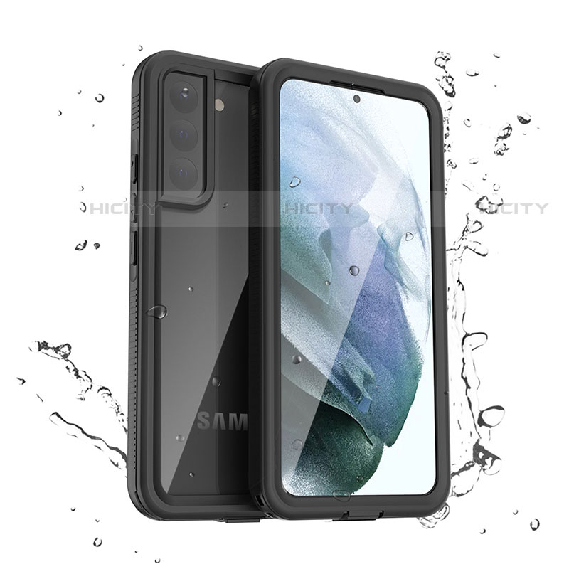 Custodia Impermeabile Silicone e Plastica Opaca Waterproof Cover 360 Gradi per Samsung Galaxy S21 5G Nero