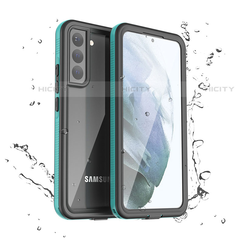 Custodia Impermeabile Silicone e Plastica Opaca Waterproof Cover 360 Gradi per Samsung Galaxy S21 5G Verde