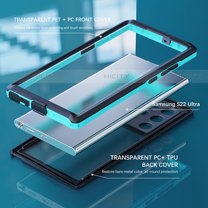 Custodia Impermeabile Silicone e Plastica Opaca Waterproof Cover 360 Gradi per Samsung Galaxy S21 Ultra 5G
