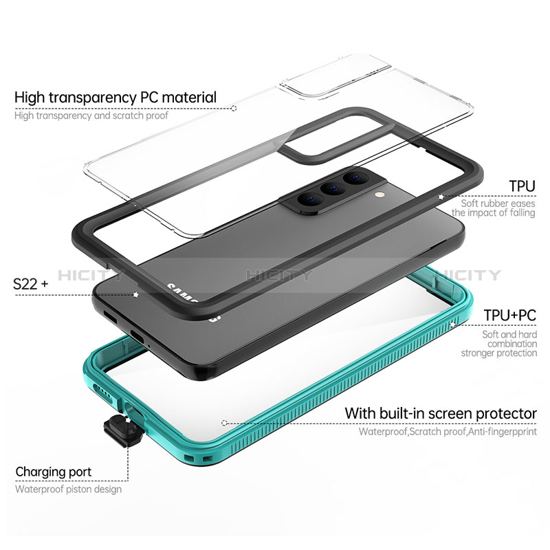 Custodia Impermeabile Silicone e Plastica Opaca Waterproof Cover 360 Gradi per Samsung Galaxy S24 Plus 5G
