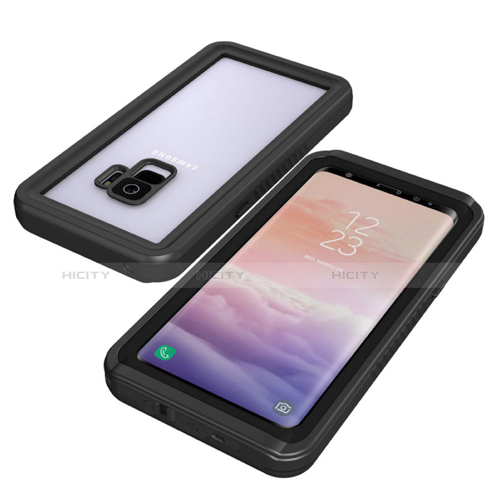 Custodia Impermeabile Silicone e Plastica Opaca Waterproof Cover 360 Gradi per Samsung Galaxy S9 Nero