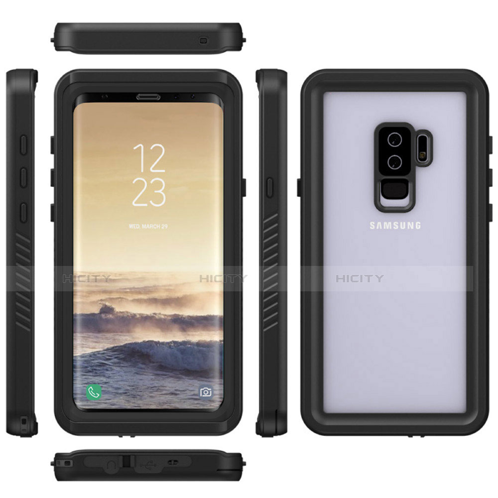 Custodia Impermeabile Silicone e Plastica Opaca Waterproof Cover 360 Gradi per Samsung Galaxy S9 Plus Nero