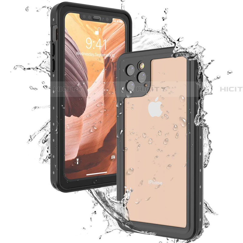 Custodia Impermeabile Silicone e Plastica Opaca Waterproof Cover 360 Gradi U01 per Apple iPhone 11 Pro Max Nero