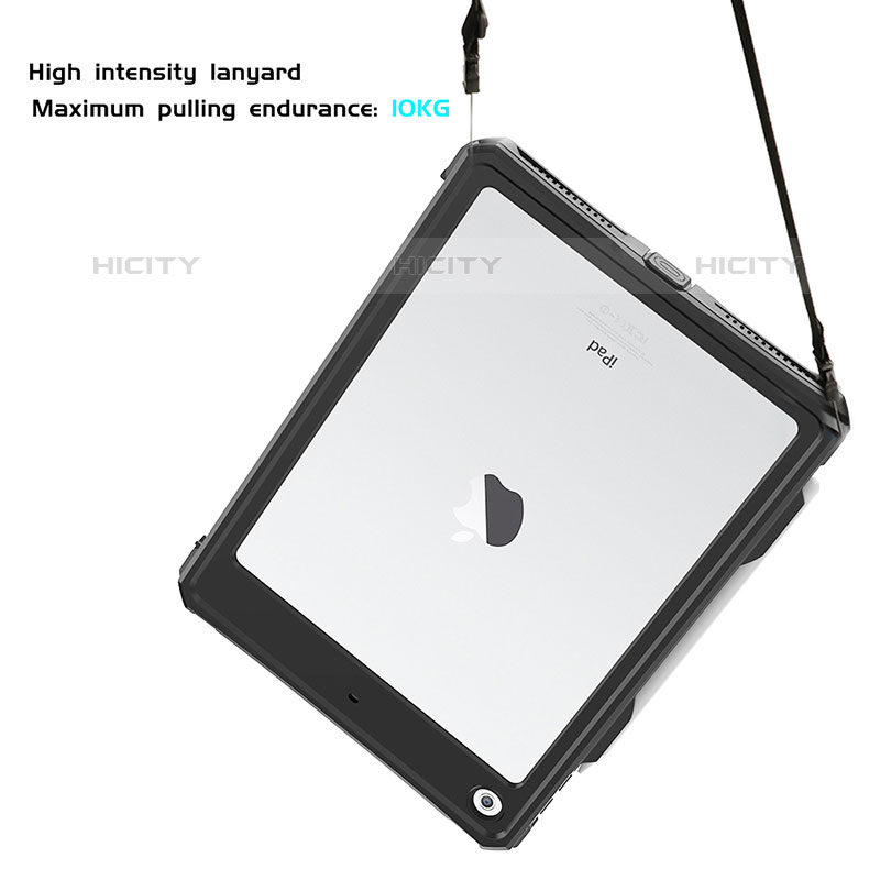 Custodia Impermeabile Silicone e Plastica Opaca Waterproof Cover 360 Gradi W01 per Apple iPad 10.2 (2020) Nero